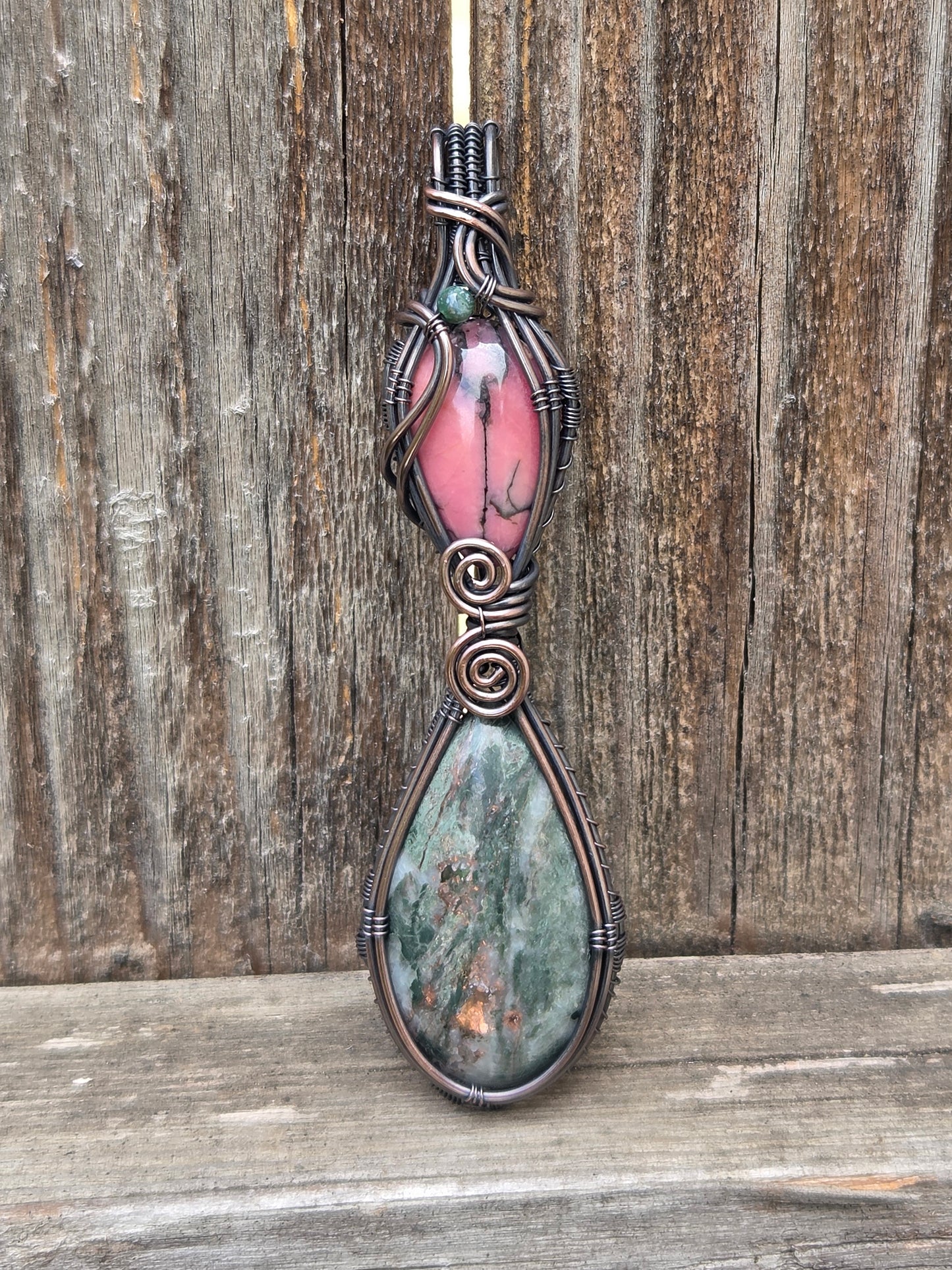 Rhodonite & Natural Copper Matrix w/ Jasper Accent Pendant