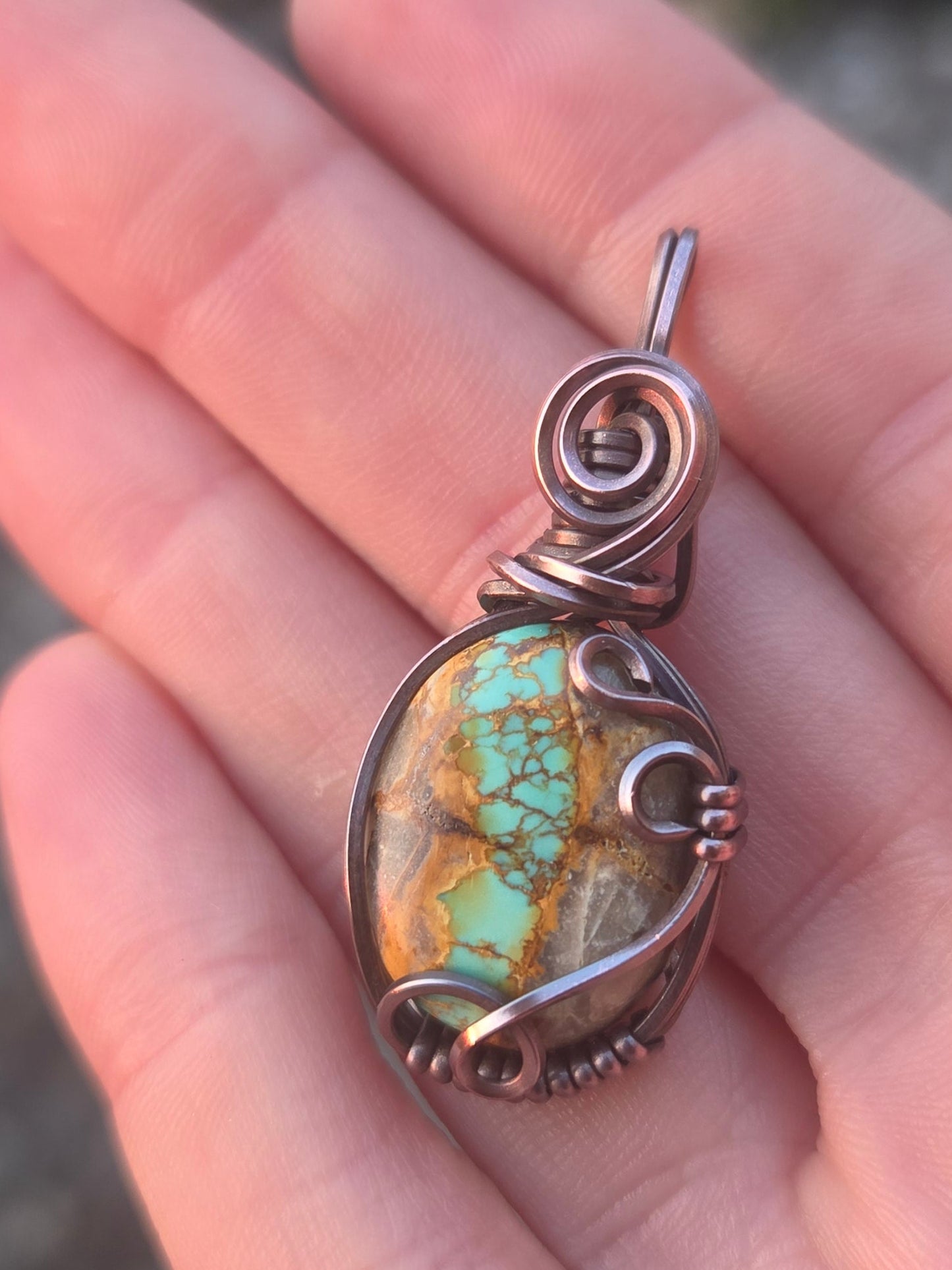 Royston Turquoise Cabochon Copper Pendant