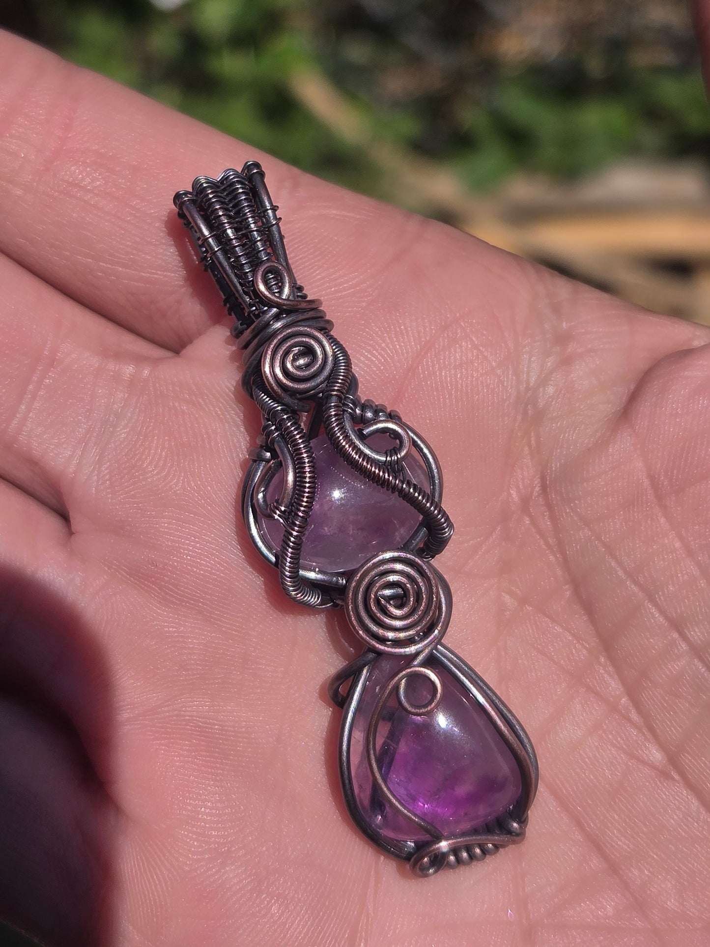 Double Amethyst Totem Pendant