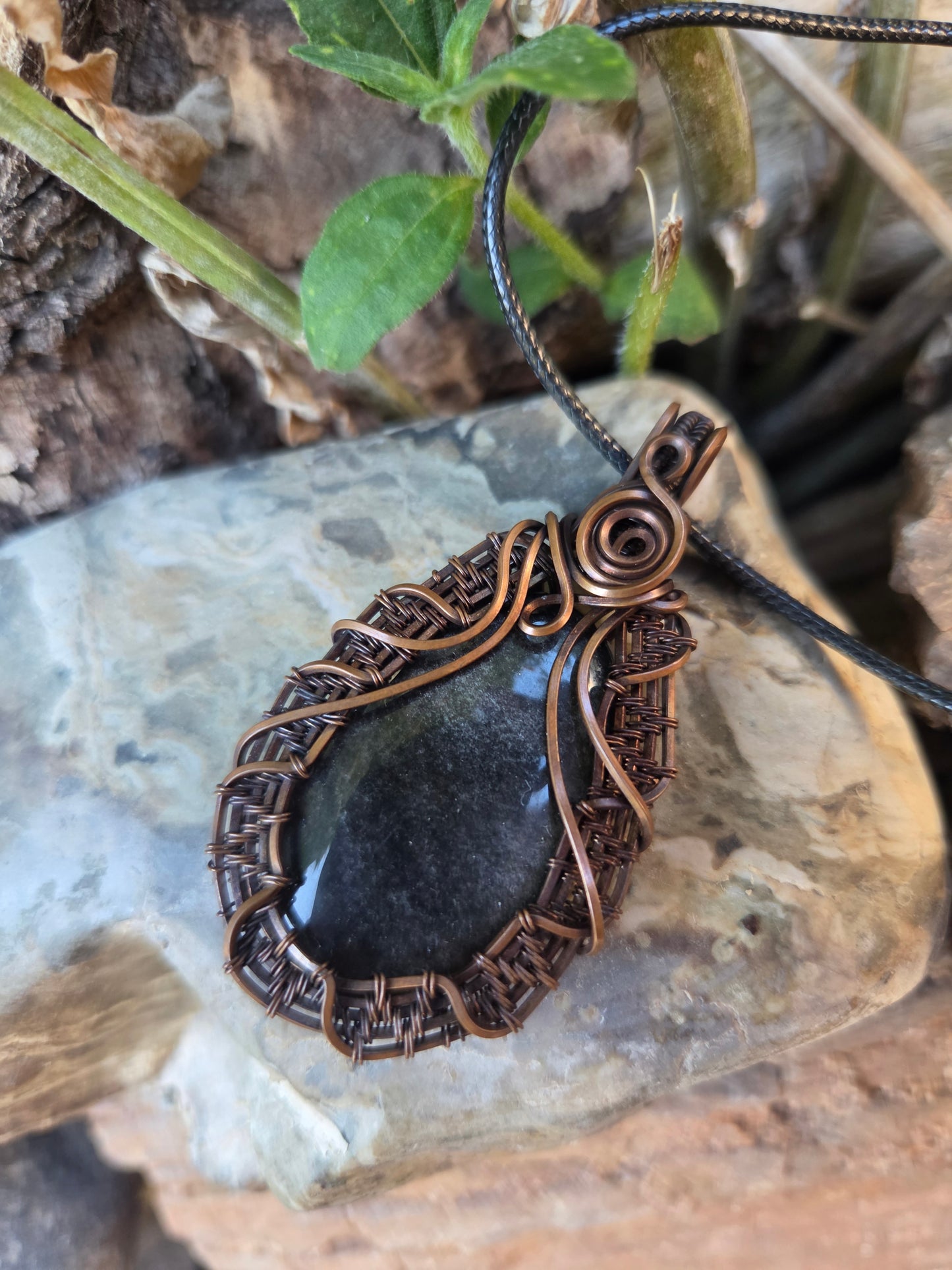 Silver Sheen Obsidian Pendant