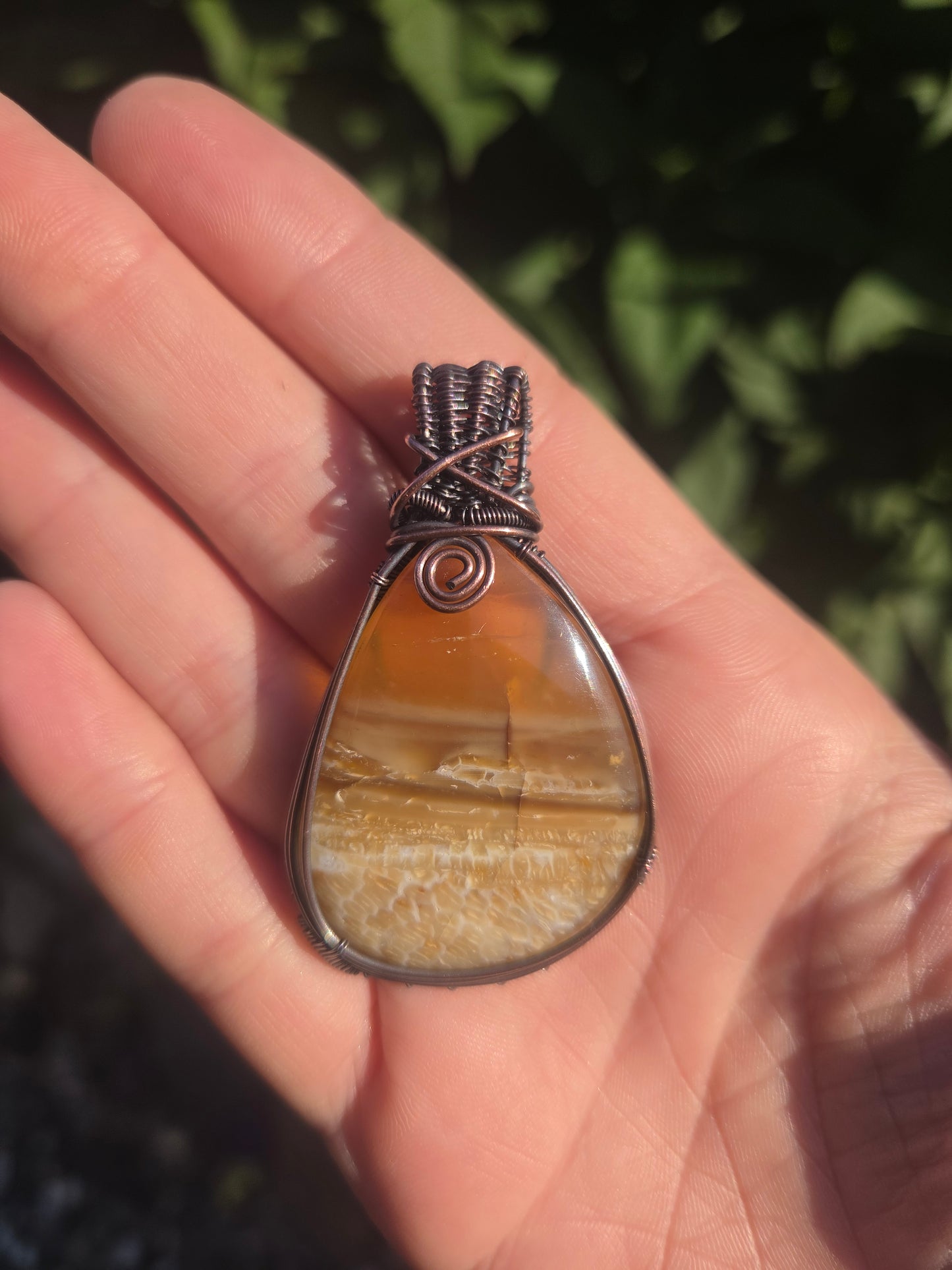 Opalized Palm Wood Cabochon Pendant