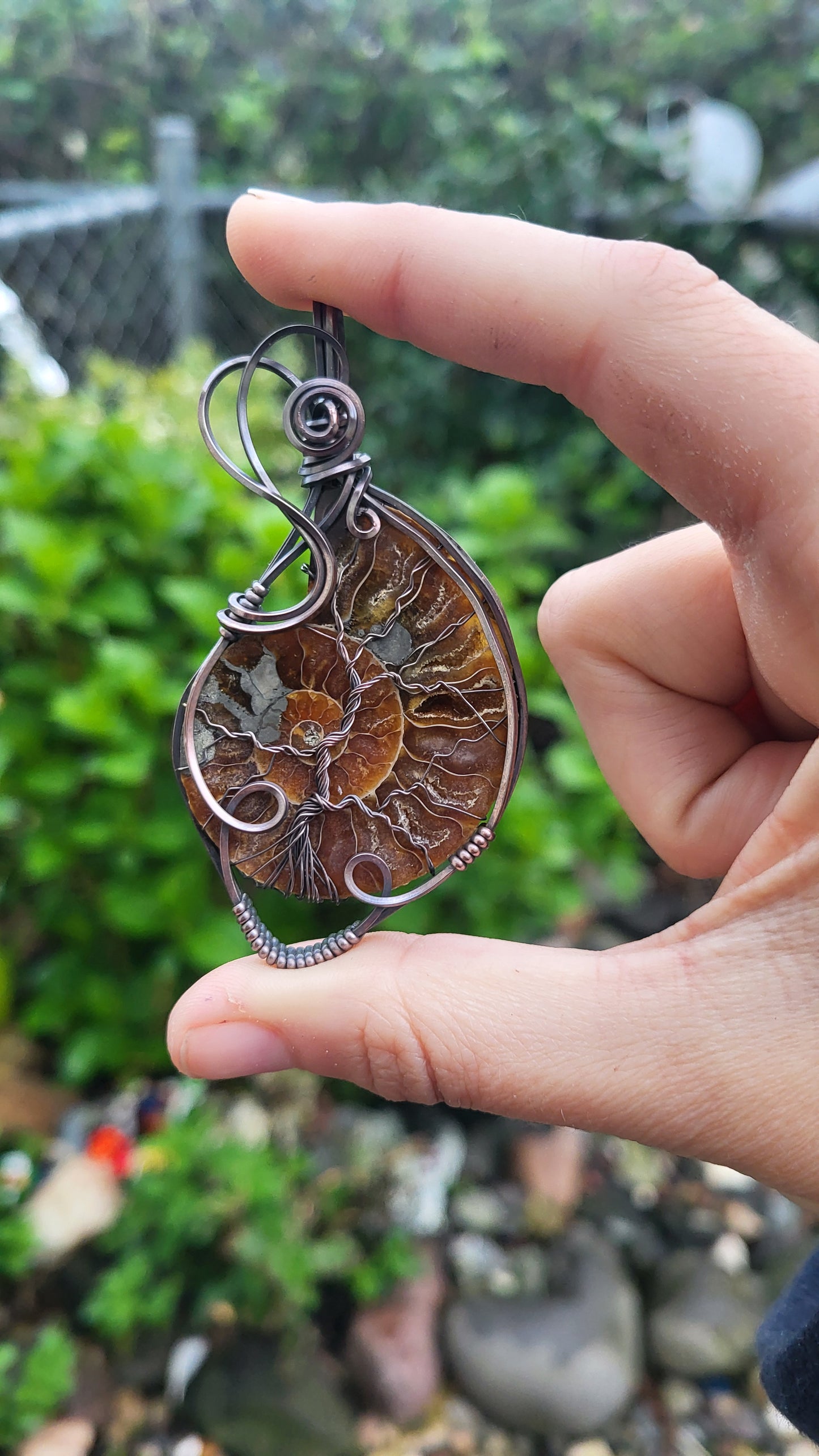 Ammonite Fossil Tree Of Life Pendant