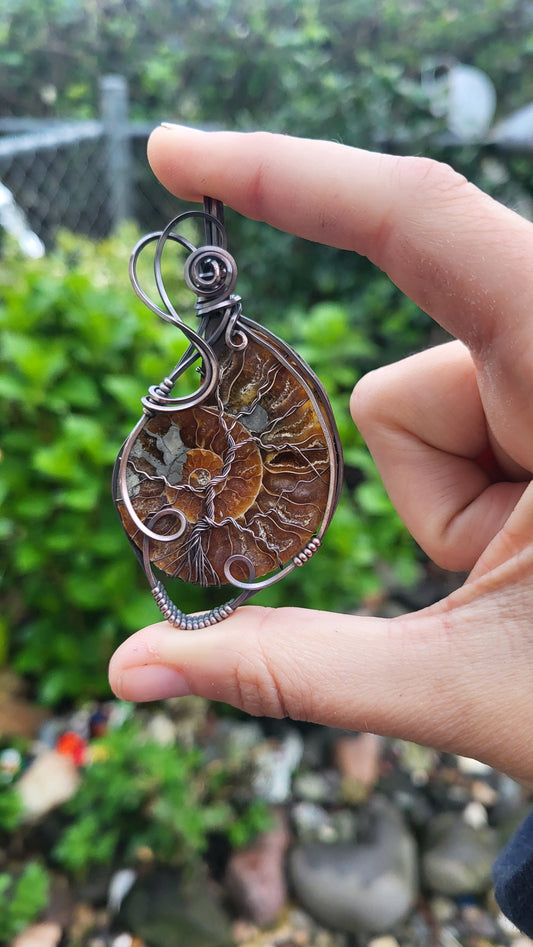 Ammonite Fossil Tree Of Life Pendant