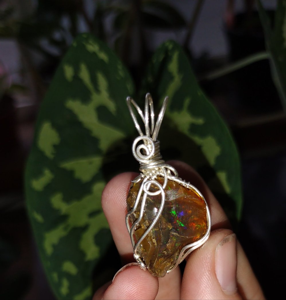 22 Carat Rough Ethiopian Welo Opal Sterling Silver Pendant