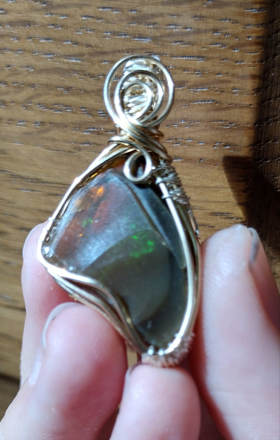 17.95 CT 14k Gold Fill Ethiopian Welo Opal Gemstone Pendant Necklace