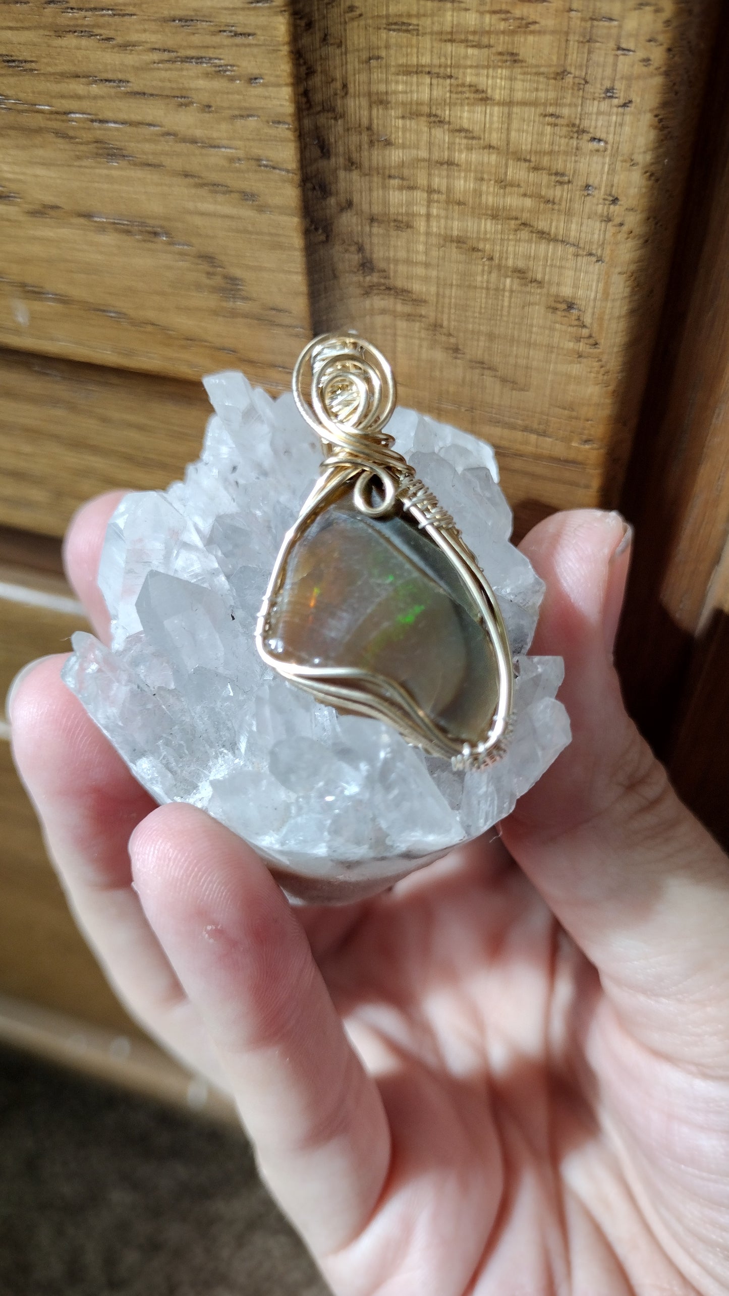 17.95 CT 14k Gold Fill Ethiopian Welo Opal Gemstone Pendant Necklace