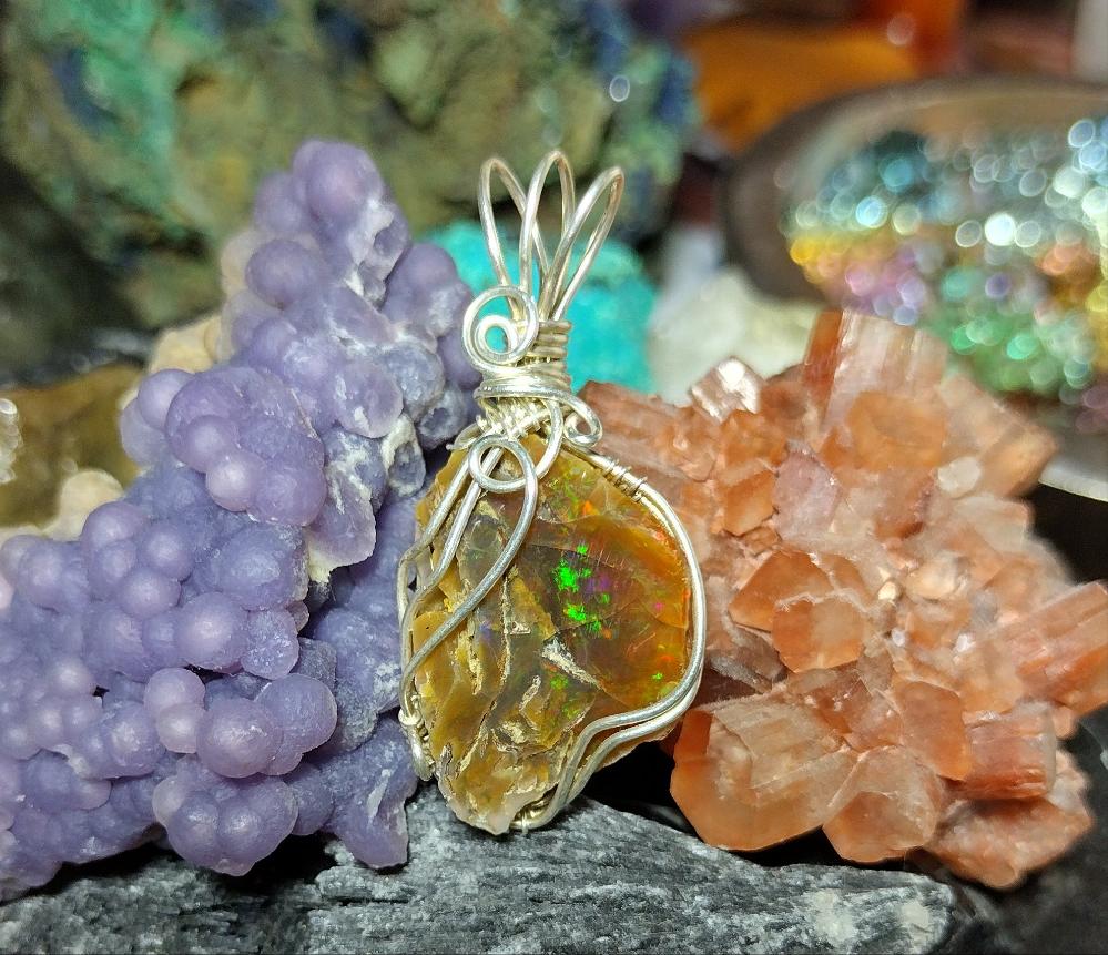 22 Carat Rough Ethiopian Welo Opal Sterling Silver Pendant