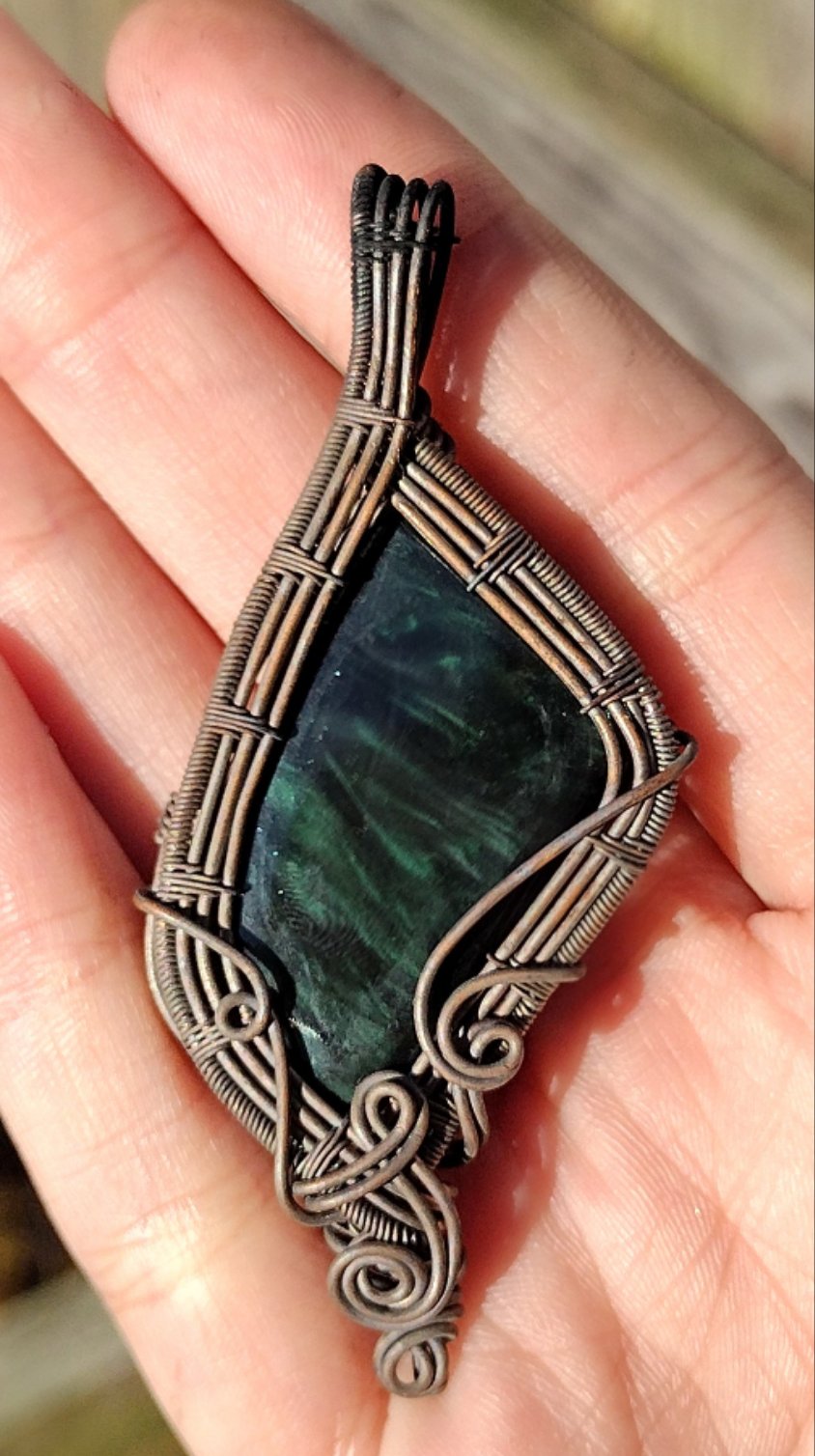 Green Velvet Obsidian Cabochon Pendant