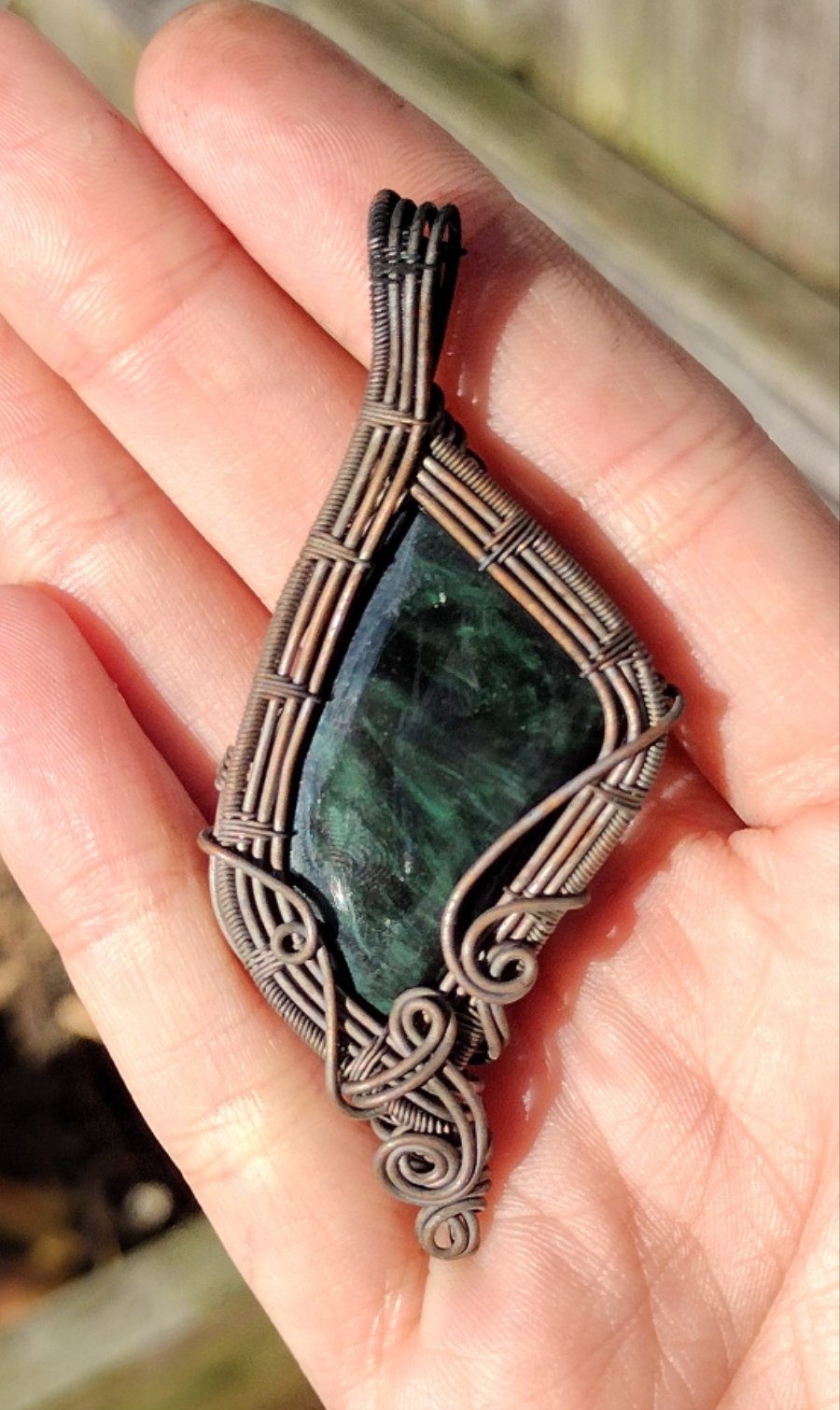Green Velvet Obsidian Cabochon Pendant