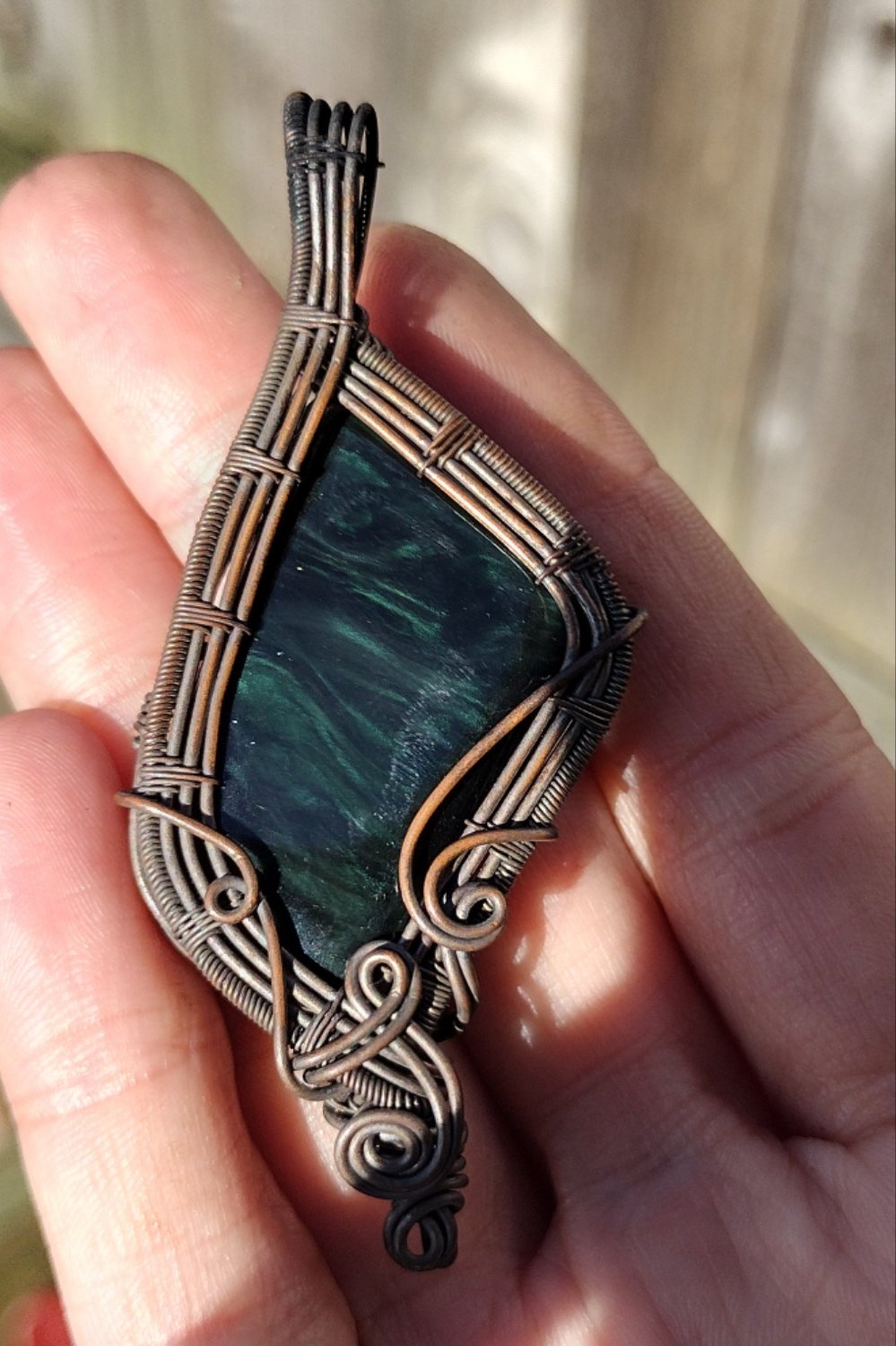Green Velvet Obsidian Cabochon Pendant