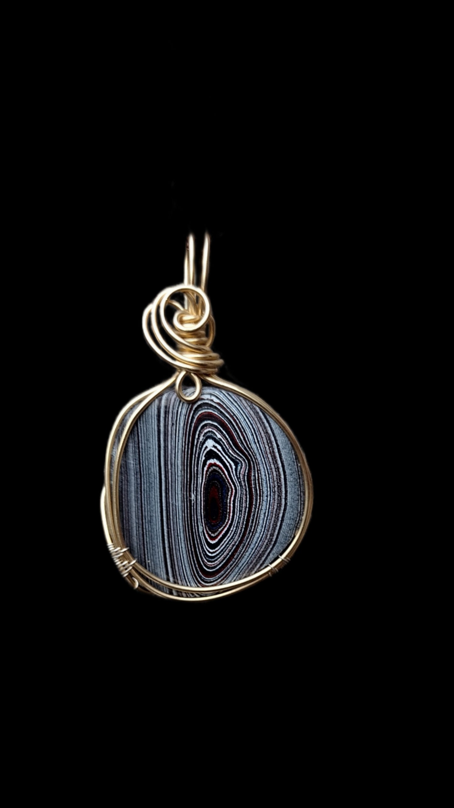 14k Gold Fill Wire Wrap Fordite Pendant