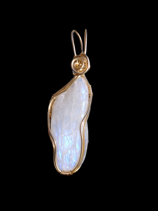 14k Gold Fill Wire Wrap Moonstone Pendant