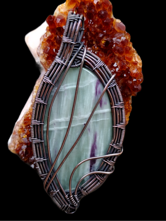 Kammererite Copper Wire Wrap Pendant